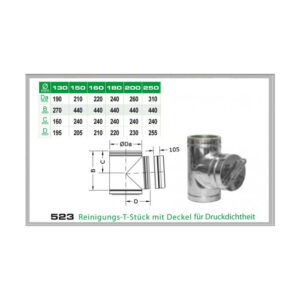 523/DN150 DW Reinigungs-T-Stück mit Deckel für Druckdichtheit Dinak