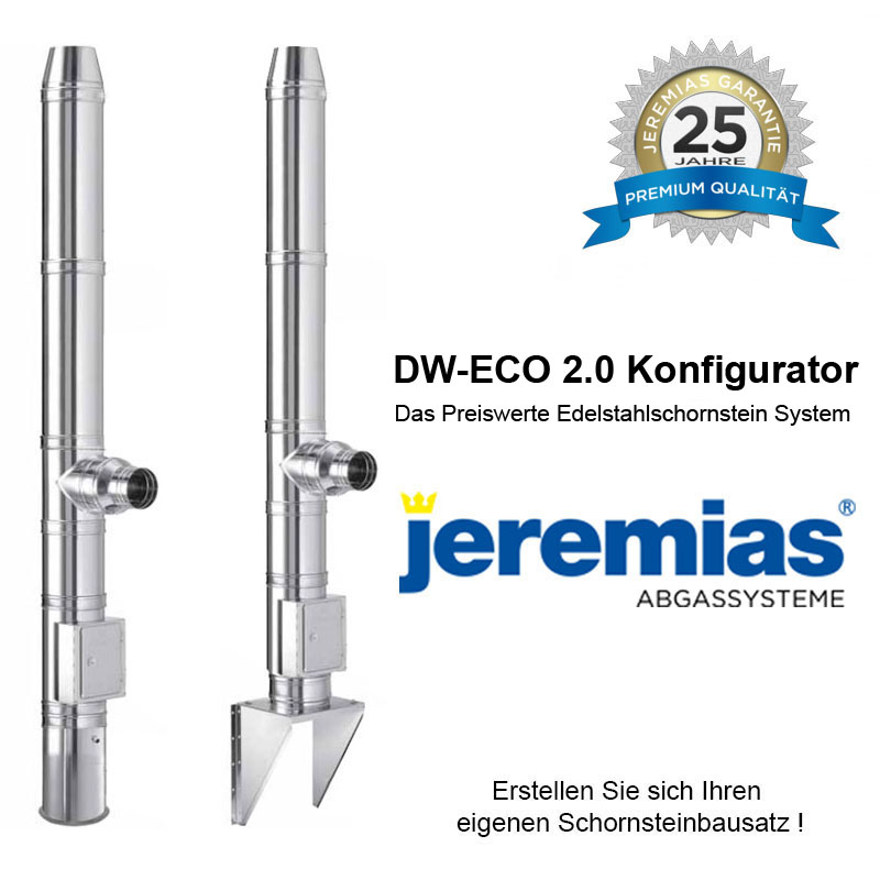 Jeremias DW-ECO 2.0 Edelstahlschornstein Konfigurator 130mm - 200mm
